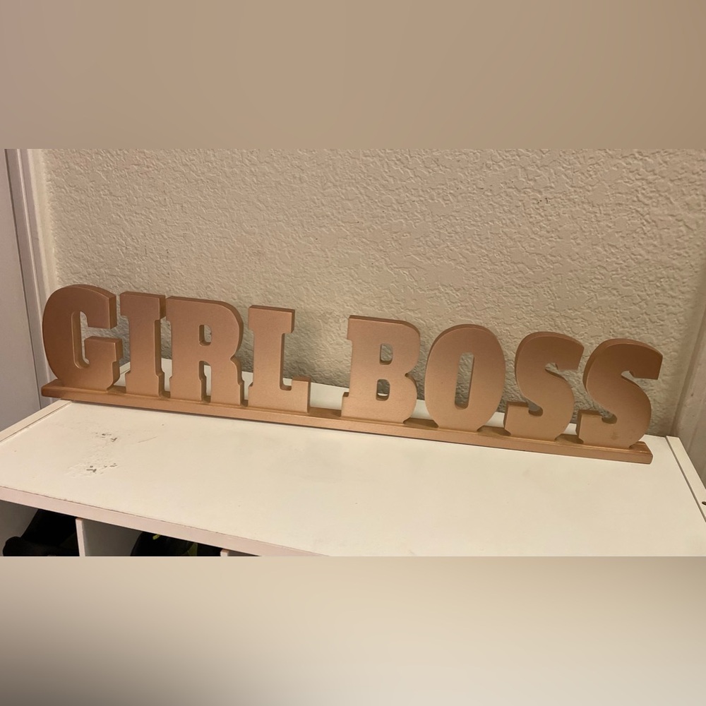 Girl Boss Rose Gold Wood Sign